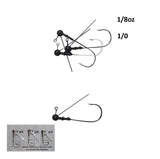 Vike 1/8 oz Weedless Round Jig Head with a Size 1/0 Hook Tungsten, 3 pack - Front View