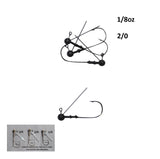 Vike 1/8 oz Weedless Round Jig Head with a Size 2/0 Hook Tungsten, 3 pack - Front View