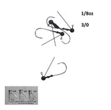 Vike 1/8 oz Weedless Round Jig Head with a Size 3/0 Hook Tungsten, 3 pack - Front View