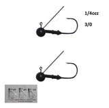 Vike 1/4 oz Weedless Round Jig Head with a Size 3/0 Hook Tungsten, 2 pack - Front View