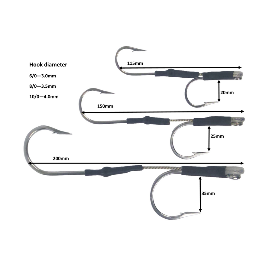 Swimerz Jigging & Trolling Hooks, 180 Double, 10/0, Qty 3