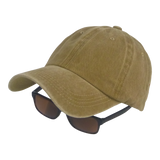 BSTC 6-Panel Baseball Cap, Distressed Cotton, Tan - Front View