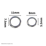 Swimerz Solid Jigging Rings, 11mm, 20 pack - Front View