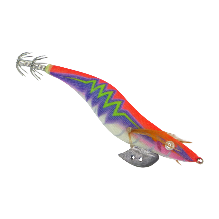 Finesse Rumoika Squid Jig, Red Flare, size 3.5, 2 pack