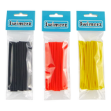 Swimerz Assist Hook Sleeves, 8/10mm Shrink Tube, Black, Yellow & Red, 100mm. Qty 30.