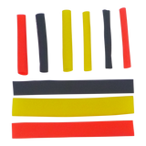 Swimerz Assist Hook Sleeves, 4mm Shrink Tube, Black, Yellow & Red, 50mm. Qty 45. - Front View