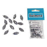 Swimerz 10gm Arrowhead Jig Head, 3/8oz, Lead, Qty 12 - Side View
