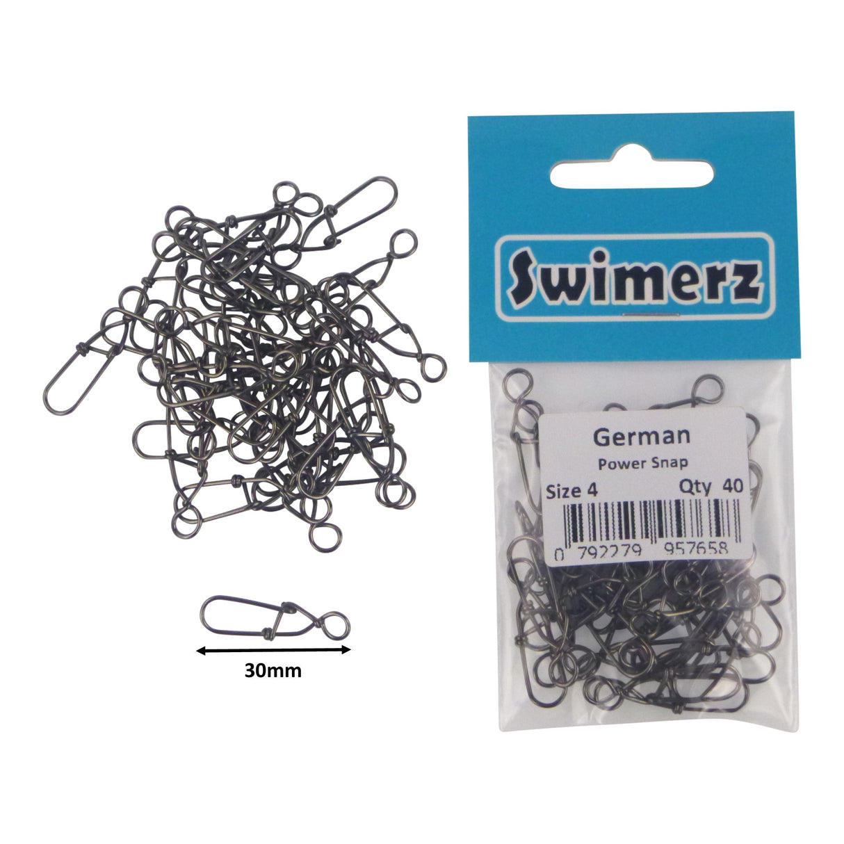 Swimerz German Power Snap, Closed Eye, size 4, 40 pack