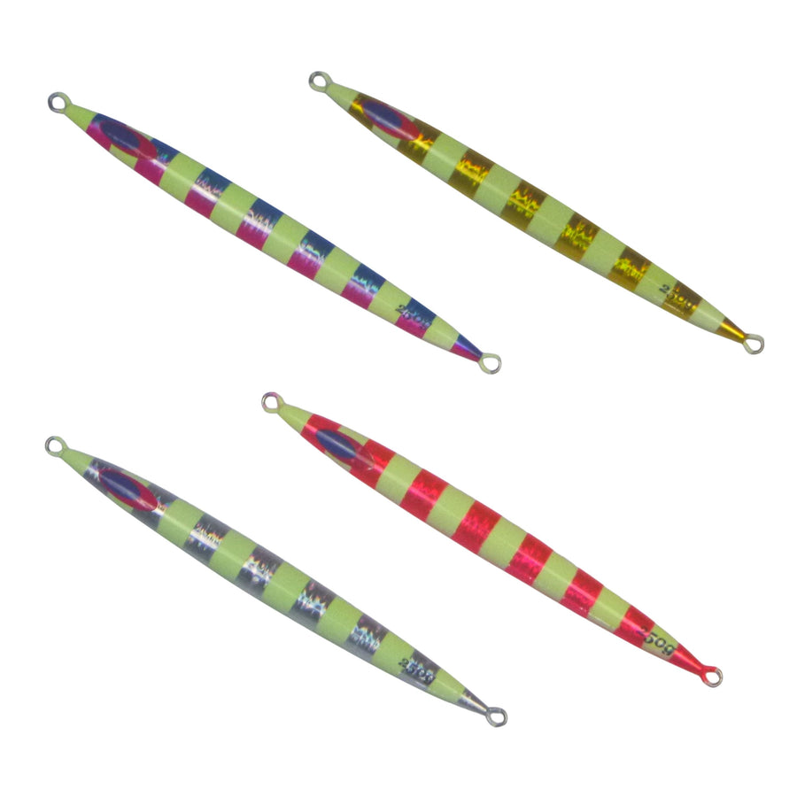 Finesse Lumo Fastdrop Jig, 250gm, Silver Stripe, Qty 2