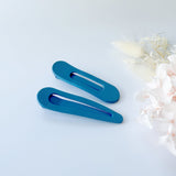 MANGO JELLY Large Pastel Coated Hair Clips -Blue - One Pack - Front View