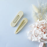 MANGO JELLY Large Pastel Coated Hair Clips - Cream - Twin Pack - Front View