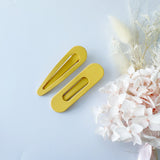 MANGO JELLY Large Pastel Coated Hair Clips - Mustard - Twin Pack - Front View