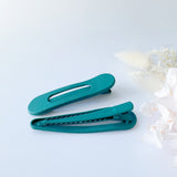 MANGO JELLY Large Pastel Coated Hair Clips - Teal - One Pack - Front View