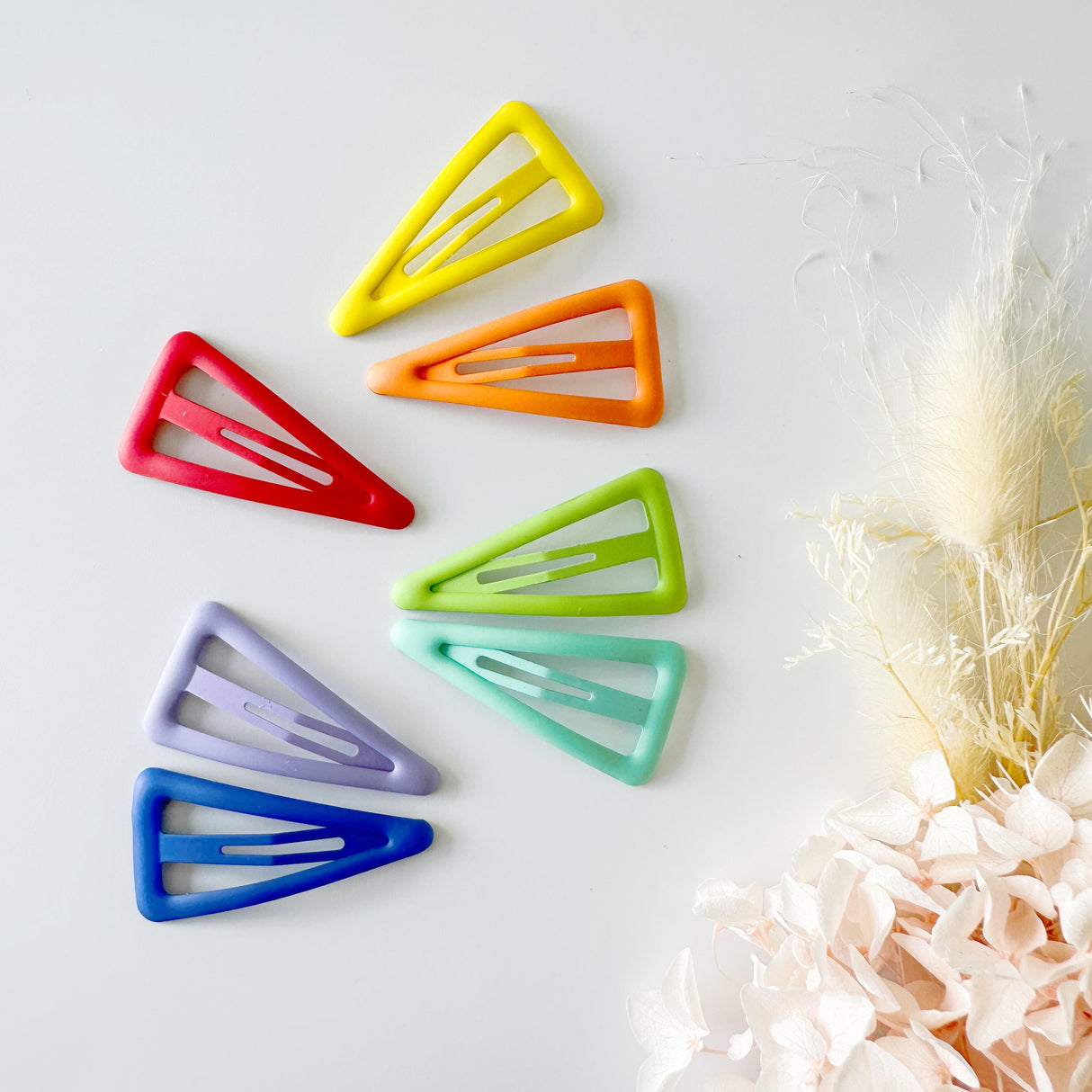 Pastel Mango Jelly Rainbow Snap Clips - Triangle Style Set