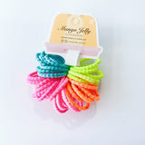 MANGO JELLY Kids Hair Ties (3cm) - Bubbly Neon (THICK) - Six Pack - Front View