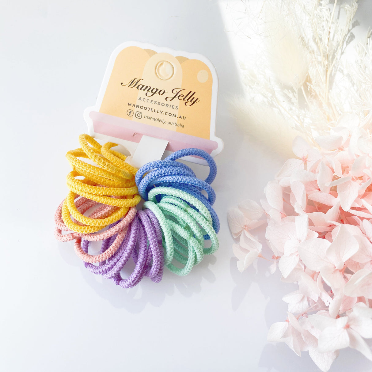 Shimmery Mango Jelly Hair Ties for Kids - Candy Ring Style (30 Pieces)