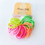 MANGO JELLY Neon Silky Hair Ties for Kids (3cm) - Pack of Six - Front View