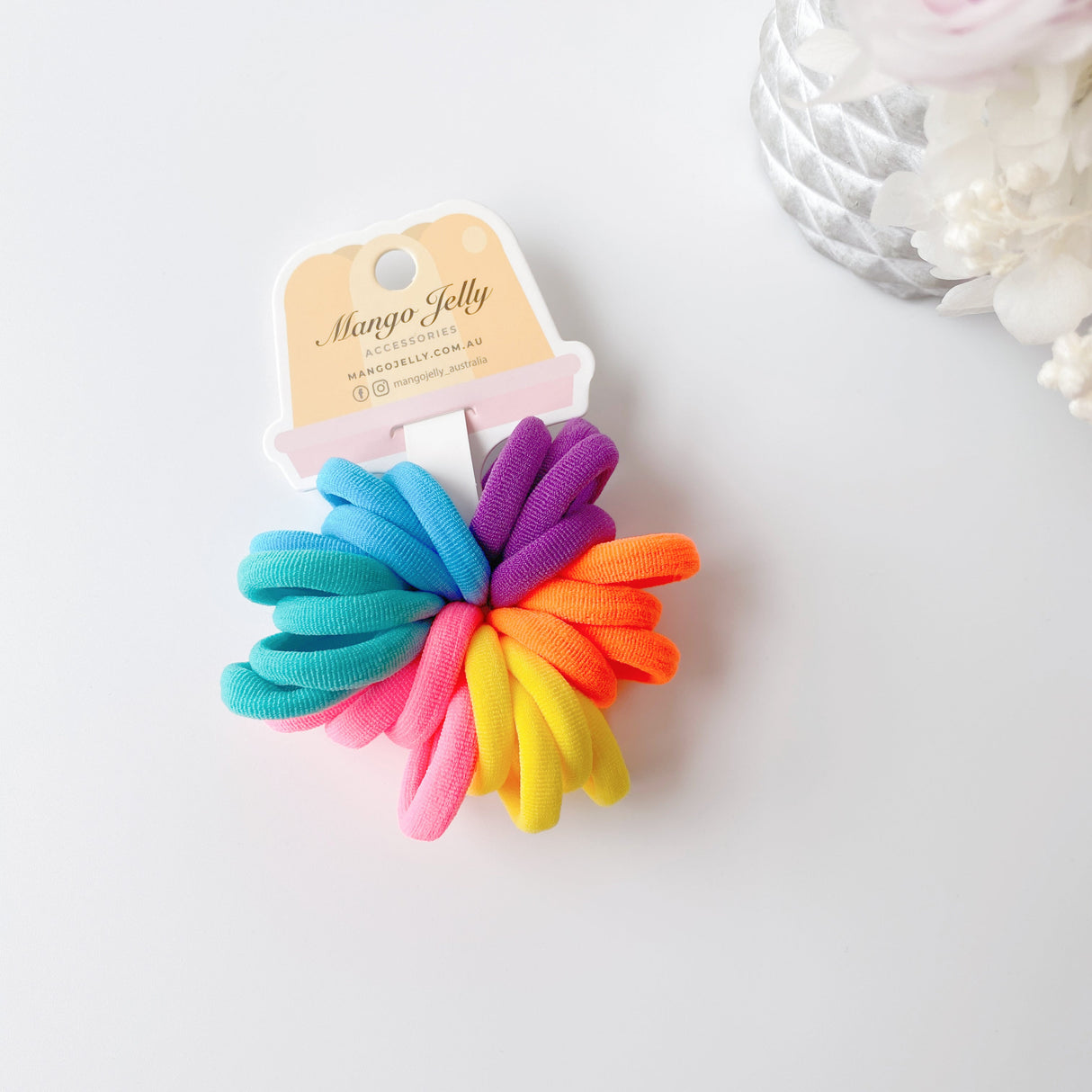Mango Jelly Metal-Free Hair Ties - 24-Piece Colour Wheel Twin Pack (3cm)