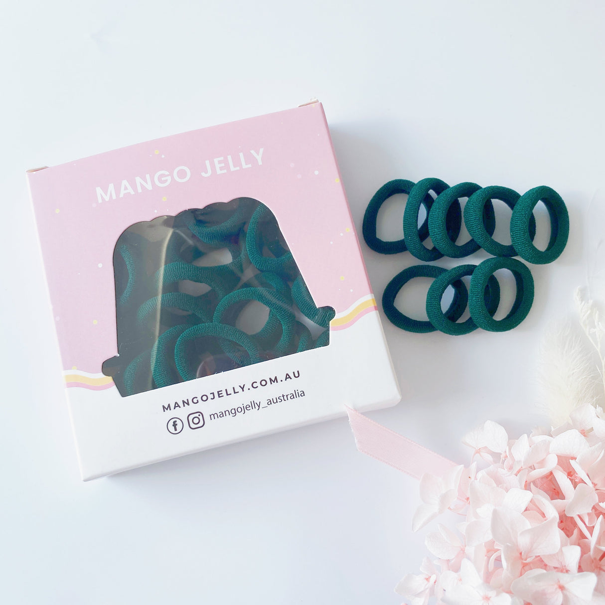 MANGO JELLY School Colours Metal Free Hair Ties - Bottle Green 36-Pack Twin Set