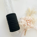 MANGO JELLY Metal Free Hair ties (4.5cm) - BLACK 10P - Twin Pack - Front View