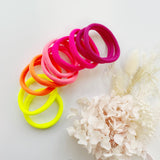 MANGO JELLY Metal Free Hair ties (4.5cm) - Neon Mixed 10P - Three Pack - Front View