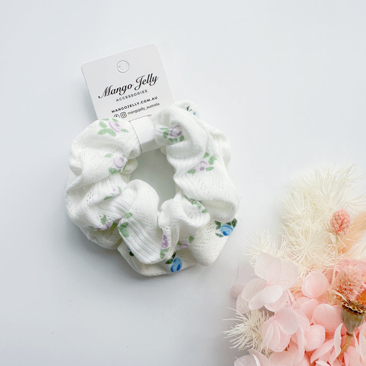 Tiny Roses Mango Jelly Floral Scrunchies - Set of 2