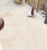 Serene Wabi-Sabi Inspired White Imitation Cashmere Rug - 200cm x 300cm - Top-Down View
