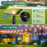 15m Solar Power Outdoor String Lights - 48 Ft Hanging Edison Bulbs Create Bistro Ambience in Your Yard - Commercial Grade - 45-Degree Angle