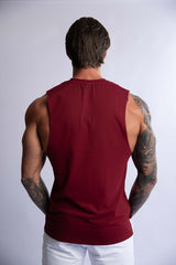 HARD HITTERS  MEN'S CREW COTTON TANK BURGANDY LARGE - Front View