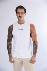 HARD HITTERS MEN'S CREW COTTON TANK WHITE LARGE - Front View