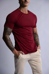 HARD HITTERS RAGLAN CREW TEE BURGUNDY MEDIUM - Front View
