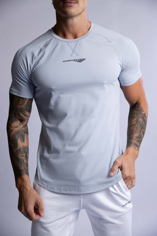 HARD HITTERS RAGLAN CREW TEE STEEL BLUE LARGE