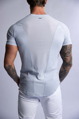 HARD HITTERS RAGLAN CREW TEE STEEL BLUE SMALL - Front View
