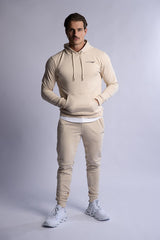 HARD HITTERS SLIM FIT TERRY HOODIE BEIGE LARGE - Front View
