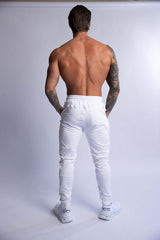 HARD HITTERS SLIM FIT TERRY JOGGERS WHITE MEDIUM - Front View