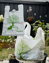 Reusable Carry Bags Eco Plastic Bags Wholesale Printed Carry Bag Small (1000 Pcs), Wholesale White Color - Side View