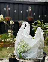 Reusable Carry Bags Eco Plastic Bags Wholesale Printed Carry Bag Medium (700 Pcs) Wholesale White Color - Close-Up Angle