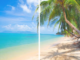 Sea View 3D Printing Blockout Curtains 2x127x160cm PINCH PLEAT Fabric Seascape - Side View