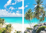 Sea View 3D Printing Blockout Curtains 2x128x160cm PINCH PLEAT Fabric Seascape - Side View