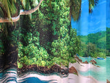 Sea View 3D Printing Blockout Curtains 2x127x160cm PINCH PLEAT Fabric Seascape - Front View