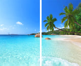 Sea View 3D Printing Blockout Curtains 260x213cm PINCH PLEAT Fabric Seascape - Side View