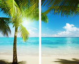 Sea View 3D Printing Blockout Curtains 260x213cm PINCH PLEAT Fabric Seascape - Side View