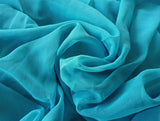 2 Sheer Voile Curtains 544cm x 230cm Drop+Hooks Pinch Pleat + Hooks, Lake Blue - Front View