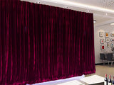 Large Thick Velvet Curtains 590x230cm with full liner 30 hooks Burgundy New - Front View