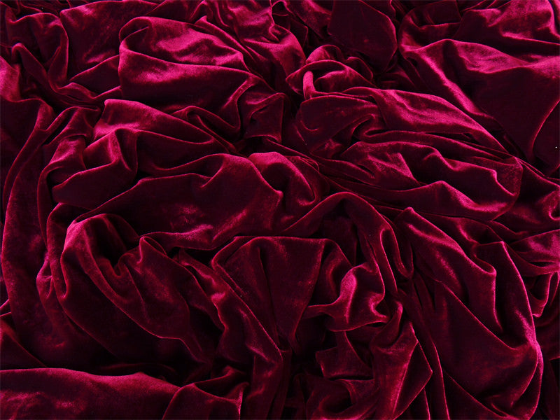 Long 4-Way Stretch Velvet Curtains 600x265cm with 30 hooks Pinch Pleat Burgundy