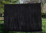 Large Thick Faux Mink Velvet Curtains Blockout 550x 230cm+Hook Pinch Pleat Black - Front View