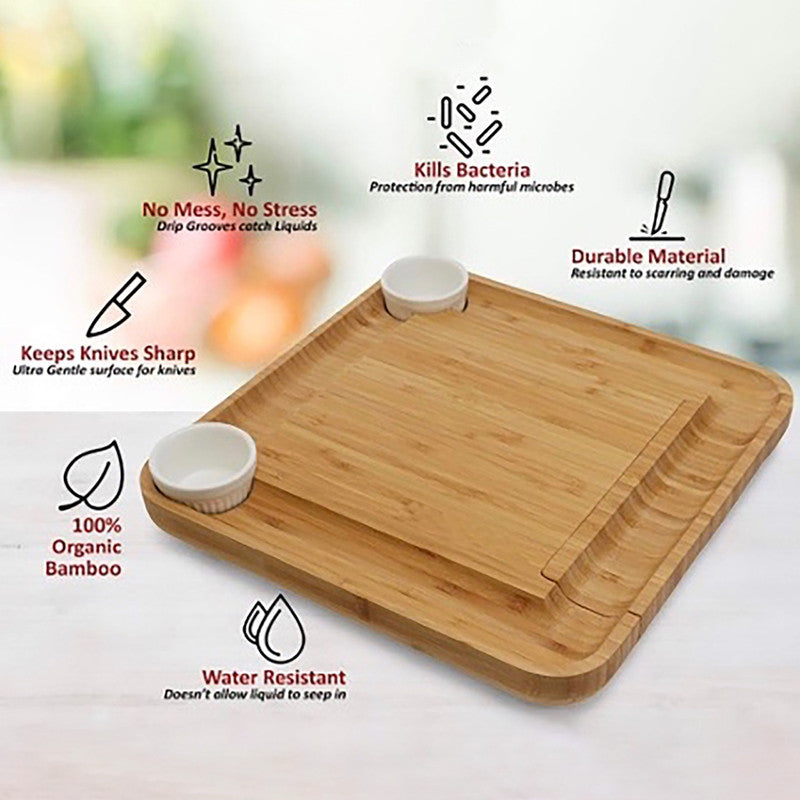 Elegant 9-Piece Bamboo Cheese and Charcuterie Set with Hidden Drawer and Free Shipping