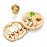 Minnie 5-Piece Round Bamboo Charcuterie Board Set with Hidden Knife Storage - 22cm Free Shipping