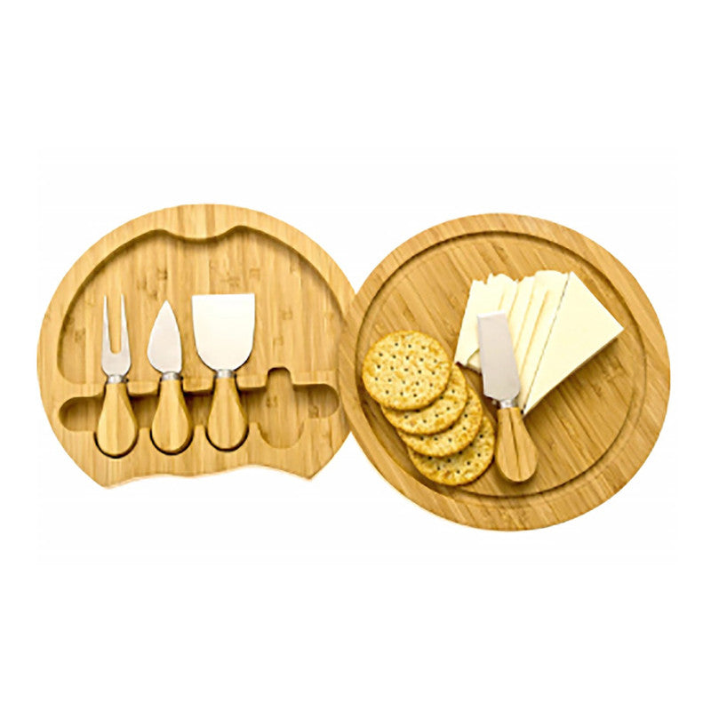 Minnie 5-Piece Round Bamboo Charcuterie Board Set with Hidden Knife Storage - 22cm Free Shipping