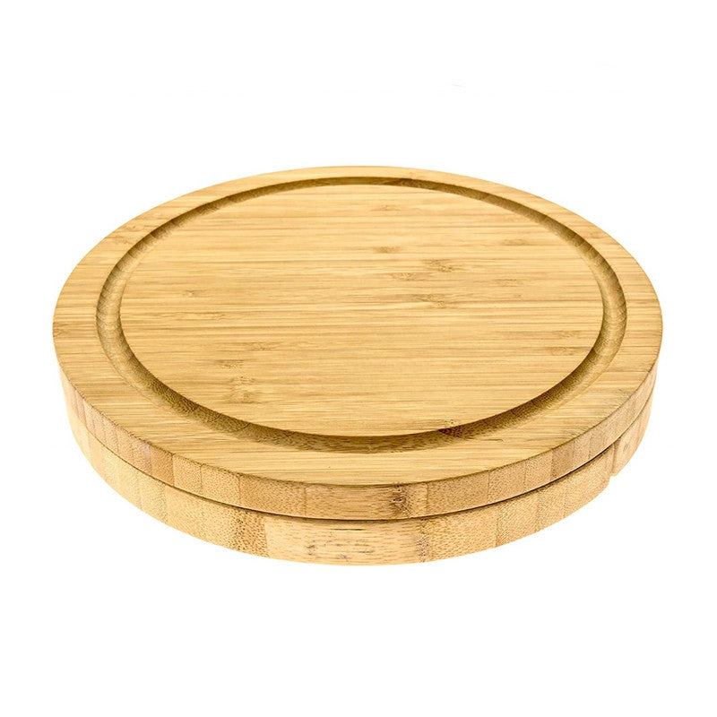 Minnie 5-Piece Round Bamboo Charcuterie Board Set with Hidden Knife Storage - 22cm Free Shipping